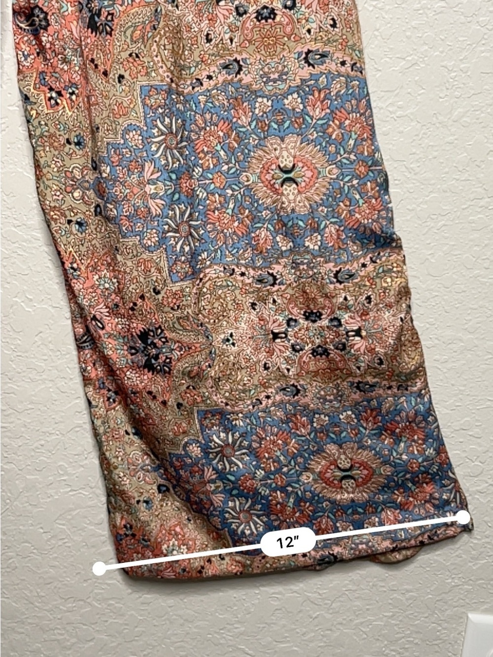 Paani Boho Paisley Metallic Wide Leg Palazzo Pants Tassel Tie Waist Size S - Picture 10 of 10